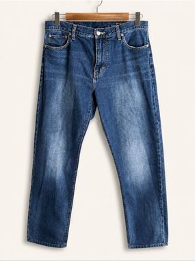DH3 Men's Slim Tapered Jeans 38x30 Dark Wash Casual Everyday Denim